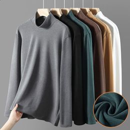 Men's T-Shirts Men T-shirt Long Sleeve Autumn Winter Keep Warm Tees Solid Colour Bottoming Shirt Half Turtleneck Male Casual Tops Pollovers 230106