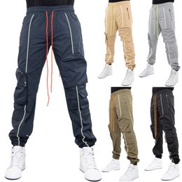 Men's Pants 2023 Overalls Spring and Autumn Casual Trendy Fashion Multi Pocket Loose Straight Oversize Reflective Sweatpants 230106