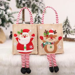 Christmas Decorations Embroidery Handheld Gift Bag Cartoon Style Candy Cookie Storage Pouch With Hanging Legs