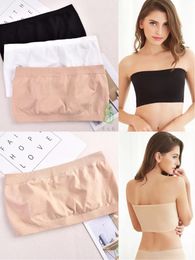 Bustiers & Corsets Basic Black/White/Skin Womens Strapless UnPadded Bra Bandeau Tube Top Removable Pads Seamless Crop Colors