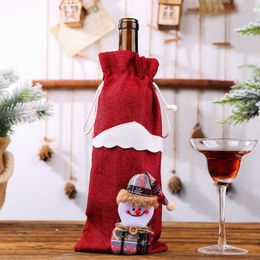 Christmas Decorations Xmas Wine Bottle Cover Snowman Santa Claus Elk Year Gift Bag Table Ornament Decoration For Home Party Dinner