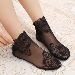 Women Socks & Hosiery Leaves Lace Invisible Thin Ladies Boat Hollow Non-slip Shallow For 2023 Spring Summer