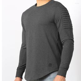 Men's Hoodies 2023 Solid Slim Fit Pullovers Hoodie Sweatshirts Men Spring Stripe Fold Sweatshirt Hip Hop Long Sleeve Irregular Sudadera