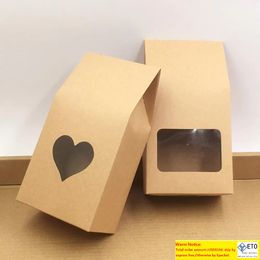 50pcs Kraft Paper PartyWedding Gift CakeChocolatesCandy Packing Bags Stand Up Food Clear PVC window Seal boxes