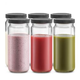 16 OZ Glass Juicing Bottle Reusable Drinking Jars Drink Containers for Juicing Smoothie