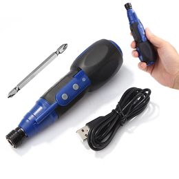Electric Drill Mini Electrical Screwdriver Set USB Rechargeable Cordless Power Screw Drivers DIY Hand With Antislip Handle Tools 230106