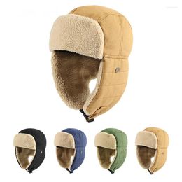 Berets Winter Lei Feng Hat Adult Outdoor Plus Velvet Cold Ski Cycling Cold-proof Warm-proof Ear Protection