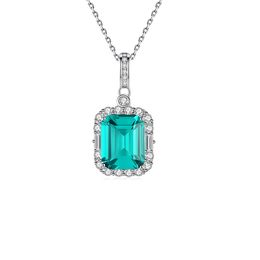 Emerald Pendant Necklace S925 Silver Micro Set Zircon Exquisite Necklace Fashion Women Retro Collar Chain Jewellery for Women Wedding Party Valentine's Day Gift SPC