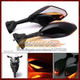 2 X Motorcycle LED Turn Lights Side Mirrors For KAWASAKI NINJA EX250 EX 250 R 250R EX250R 2008 2009 2010 2011 2012 Carbon Turn Signal Indicators Rearview Mirror 6 Colours