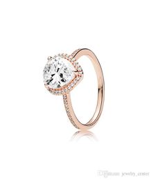 18K Rose Gold Tear drop CZ Diamond RING Original Box for 925 Sterling Silver Rings Set for Women Wedding Gift Jewelry966787284729