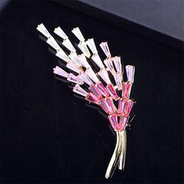 Brooches Pins Sweet Pink Yellow Crystal Wheat Fashion Brooch For Women Men Coat Cubic Zirconias Pin Broche Femme Jewelry Gifts