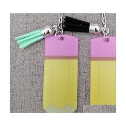 Cartoon Accessories Creative Teachers Day Keychain Fashion Acrylic Pencil Dangle Charms Key Ring Personalise Small Tassel Keyring Fe Dhfxf