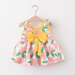 Girl Dresses Baby Flowne Bench Outfits Children's Bow Clothing Summer Party for Girls Clothes