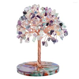 Jewelry Pouches 4.7"-5.5" Natural Crystal Money Tree With Resin Slice Base Feng Shui Desktop Decoration For Wealth And Luck Nordic