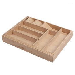 Hooks Drawer Organizer Kitchen Storage Box Tray Holder Wooden Tableware Expandable Rack