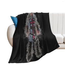 Blankets Knights Templar Warrior The Crusader Watercolour Woollen Blanket Sports Activities Graphic Cool Bed Durable Resist Pilling