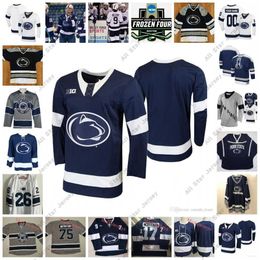 College Hockey Wears 2022 NCAA Frozen Four Penn State Nittany Lions Hockey Jersey 26 Liam Folkes 17 Evan Barratt 25 Casey Bailey 2 Cole Hults 33 Chris Funkey 31