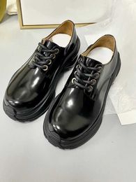 Dress Shoes leather thick soled heightening small leather shoes for women in autumn and winter 2023