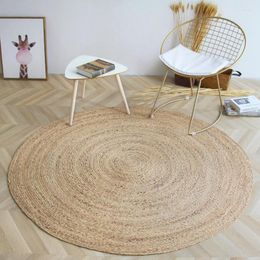 Carpets Natural Reed Handmade Cool Carpet For Summer Decoration Rug Japanese Style Round Shaped Tatami Mat