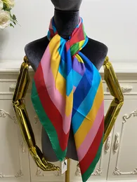 Women's square scarf scarves 100% twill silk material pint letters stripes pattern size 110cm- 110cm