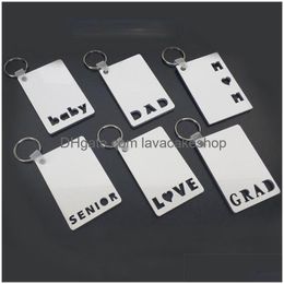 Party Favor Dhs Sublimation Keychain Love Grad Dad Mom Senior Key Chain Creative Diy Gift Blank Mdf Keyrings Drop Delivery Home Gard Dh4Ky