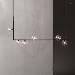 Chandeliers Nordic Glass Pendant Lamp Minimalist Light Designer Long G9 Black And Gold Restaurant Kitchen Hanging Lights