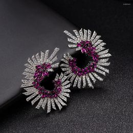 Dangle Earrings Creative Trend Fashion Women Personality Flower Set Super Flash Bride Ear Jewellery Wholesale