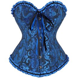 Bustiers & Corsets Vintage Overbust Corset For Women Gothic Sexy Floral Lace Up Lingerie Top