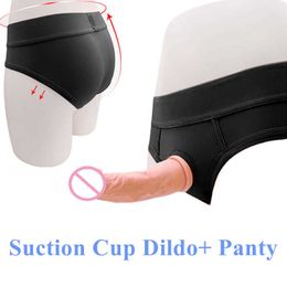 Sexleksak bärbar dildo trosor realistisk strap-on penis konstgjord mjuk kuk kvinnlig onanatorer sexiga underkläder för kvinnor vuxna