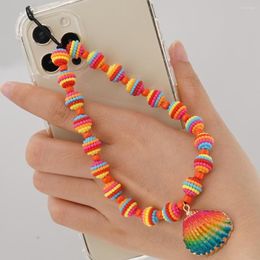Keychains Bohemian Colourful Shell Pendant Phone Strap Beads String Women Girls Key Chains Lanyard Charm Handmade Boho Wrist