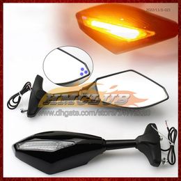 2 X Motorcycle LED Turn Lights Side Mirrors For Daytona 675 02 03 04 05 06 07 08 2002 2003 2004 2005 2006 2007 2008 Carbon Turn Signal Indicators Rearview Mirror 6 Colours