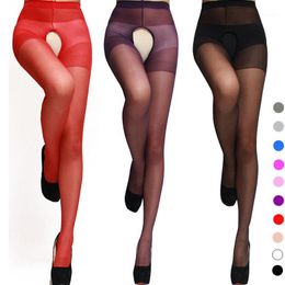 Women Socks Sexy Woman Cortchless Stockings Lingerie Ultra Elastic Silk Sheath Tight For Cuddly Girl Open Crotch Pantyhorse