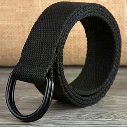 Belts Mens Fashion Unisex Trousers Canvas Belt Breathable Spring And Autumn Youth Double Ring Buckle Men's