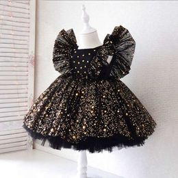 Girl's Dresses Baby 0-5Y Skirt Star Sequin Fly Sleeve Mesh Princess Tulip Show Birthday Party T230106
