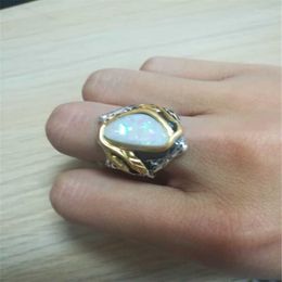 Wedding Rings Fashion Ring Woman Man White Fire Opal Moon Stone Engagement Size6-10