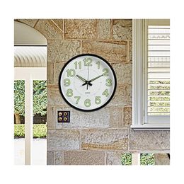 Wall Clocks 12 Inch Glow Dark Clock Silent Quartz Luminous Classic Night Household Accessories Arrivals Selling1 Drop Delivery Home Dhshi