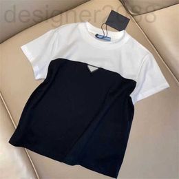 Women's Plus Size T-Shirt Designer Womens Shirts Black White Color Matching ops Summer Casual Fashion Short Sleeve Shirt FH5B