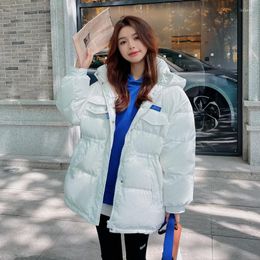 Women's Trench Coats 2023 Korean Loose Hooded Down Cotton Women's Clothing Winter Thickened Parkas Jackets Girls Outerwear Jp201