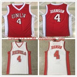 Stitched NCAA Vintage Basketball Jerseys College Nevada Las Vegas Larry 4 Johnson Jersey UNLV #4 Red Stitched Shirts S-2XL