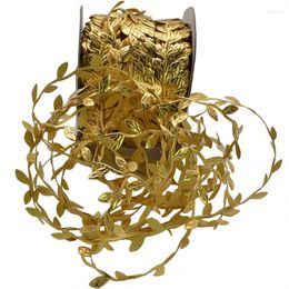 Decorative Flowers 2Pcs 10Meters Gold Leaves Vine Artificial Silk Leaf Handmade Scrapbooking Wreath Wedding Party Decor Fake Flower Rattan