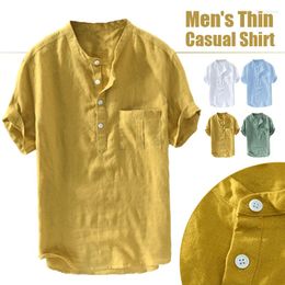 Men's Casual Shirts Men Slim Fit T Shirt Cotton Tee Short Sleeve Tops Hawaii Holiday Beach Buttons Blouse