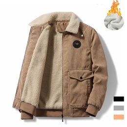 Men s Jackets Plus 8XL Autumn Winter Warm Fleece Thick Coats Fashion Fur Collar Corduroy Military Casual Jacket Coat Male 230106