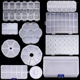 Nail Art Kits Slots Empty Storage Box Multiple Size Rhinestones Alloy Parts Clear Organizer Case For Beads Jewelry Boxes