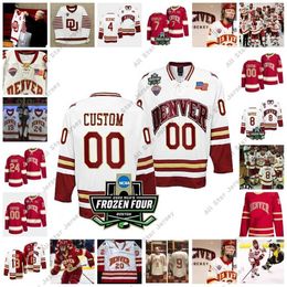 College Hockey Wears 2022 NCAA Frozen Four Championship Custom Denver Pioneers DU ICE Hockey Jersey 8 Carter Savoie 20 Mike Benning 9 Glenn Anderson 15 Ian