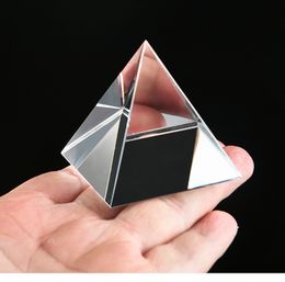 Decorative Objects Figurines Crystal Pyramid Rainbow Prism Optical Glass Egyptian Science Ornaments 230106