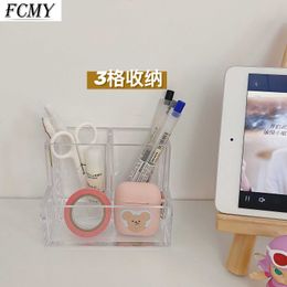 Multifunction Transparent Cosmetic Storage Box Household Desktop Pen Rack Home Practical Gadget Goods Organizer