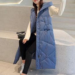 Women's Down Parkas IN Womens Cotton Padded Jacket With Hood Pure Color Vest Coat For Lady Autumn Winter Tops Waistcoat Clothing Veste 230107