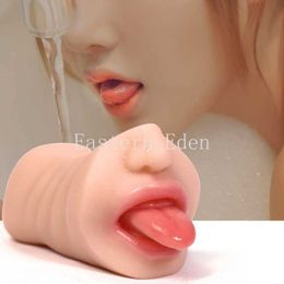 Beauty Items Male Oral Vagina Anal 3-Channel Masturbation Cup Artificial sexy Toy Men's Blowjob Shop