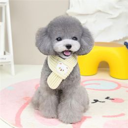 Dog Apparel Cute Beige Warm Scarf Winter Pet Accessories For Small Medium Dogs Chihuahua Yorkshire Knitted Bibs Neckerchief Products