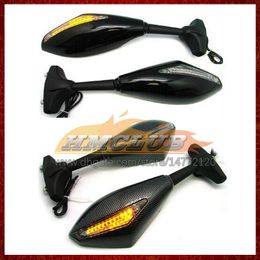 2 X Motorcycle LED Turn Lights Side Mirrors For Aprilia RS4 RS 125 RS-125 RS125 1999 2000 2001 2002 2003 2004 2005 Carbon Turn Signal Indicators Rearview Mirror 6 Colours